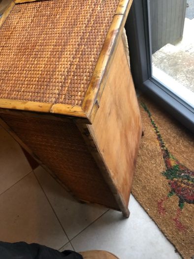 Solid wood bamboo and rattan weave 4 drawer chest of drawers