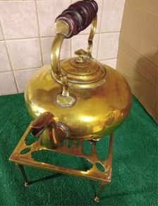 Vintage Brass Kettle & Stand