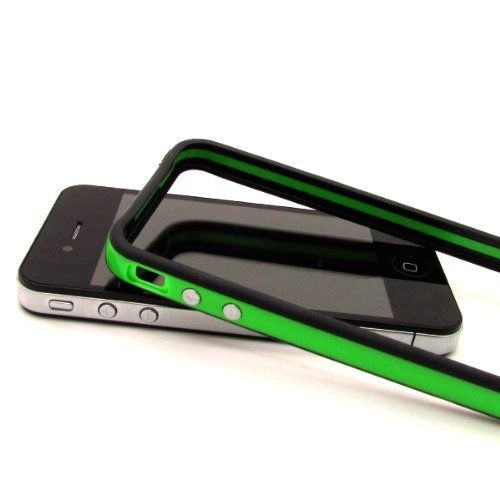 iPhone 4/ 4S Bumper Case Hard Plastic Rubber with Metal Buttons with Free Screen Protector