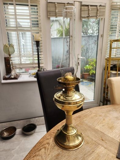 Brass duplex oil lamp . working and polished.