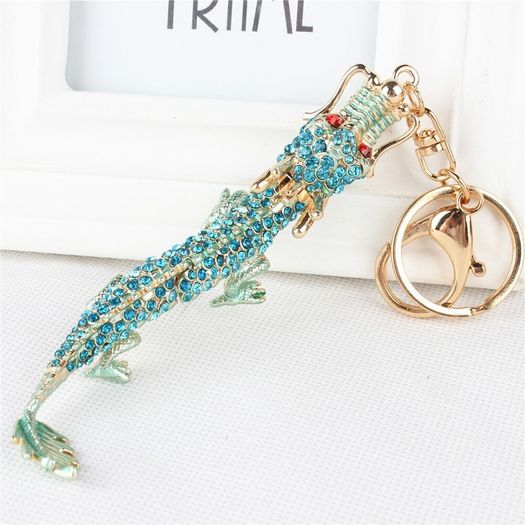 Keychain. Chinese Dragon. Blue