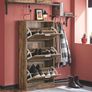 Shoe Cabinet Shoe Cabinet Shoe Chest of Drawers Entrance Cabinet, with 3 Doors for Corridor Entrance, 60x23x115 cm, Wood Image 5