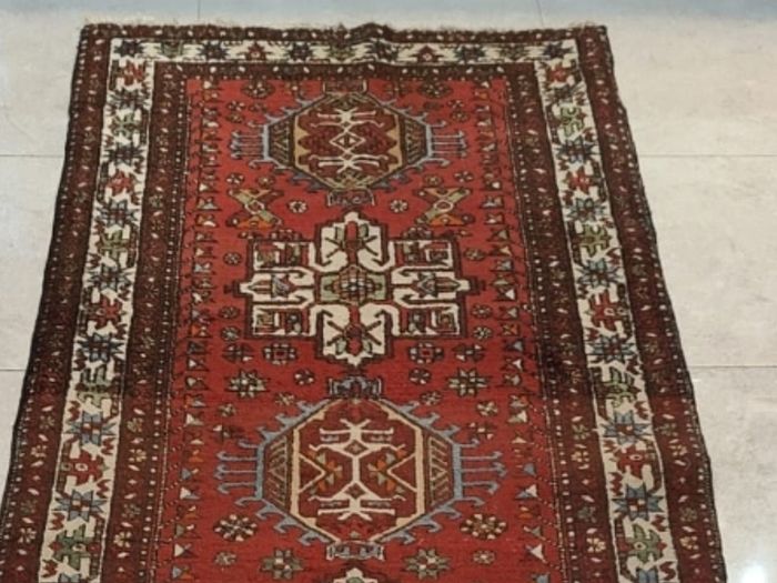 Large Mid Century Persian Heriz Hand Knotted Runner Rug Carpet