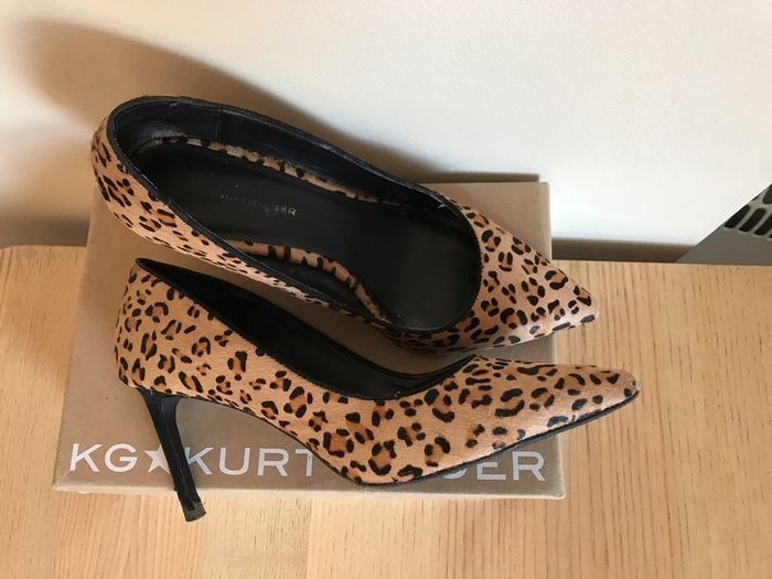 KG by Kurt Geiger Bea Leopard Print Heeled Court Shoes