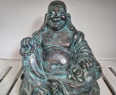 Large Laughing Buddha Statue Bronze Effect