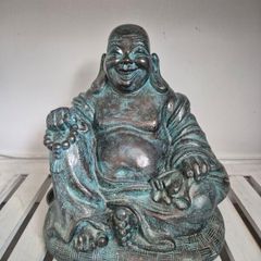 Large Laughing Buddha Statue Bronze Effect