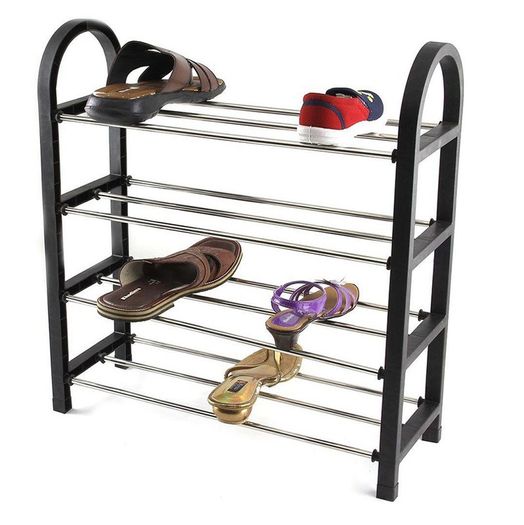 New Light Stable 4 Tier Shoe Rack Black Amazing Cabinet 8 Pairs Shoes #1257