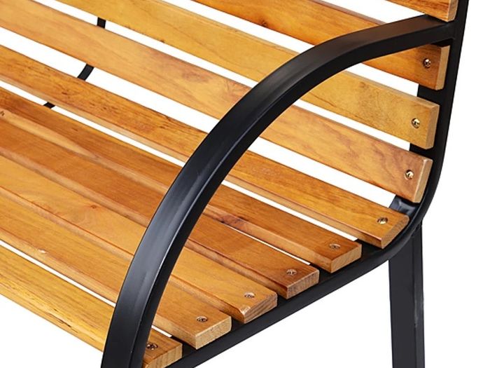 Garden Bench, 122Lx60Wx80H cm-Steel/Wood (FREE POSTAGE)