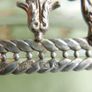 Antique Sterling Silver Handcrafted Square Container With Leaf Applique (glass Slightly Chipped) Image 2