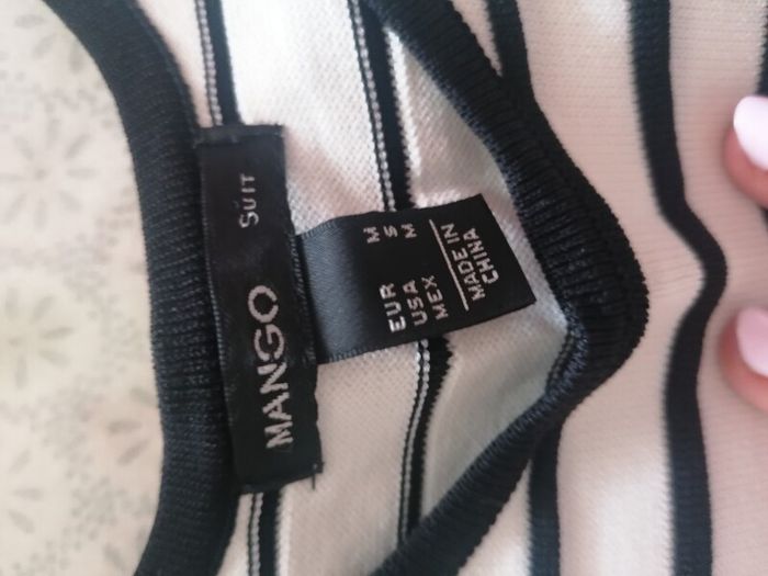 Mango black white dress medium UK 10