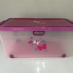Large pink toy storage box