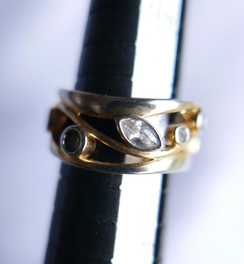 Vintage 925 Sterling Silver Gold Plated Ring Women Fashion Jewelry Cubic Zircon Ring