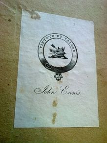 Bookplate of John Ennis Ballinahown Court Westmeath Ireland Irish