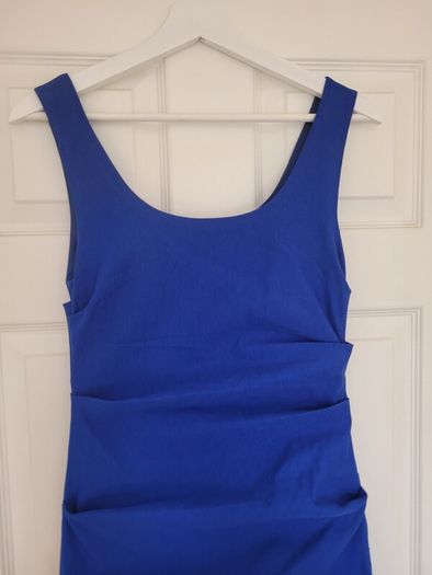 Blue ruched fitted dress
