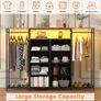 8-Drawer Dresser for Bedroom with Hanging Rack, LED Lights, Fabric Drawers, Metal Frame & Wooden Top, Heavy Duty Cloth Rack Closet Wardrobe with Drawers 150cm W x110cm H, Rustic Brown Image 4