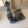 Biker boots chains pearls buckle UK 5 38 bloggers shoes lined warm & waterproof Image 2