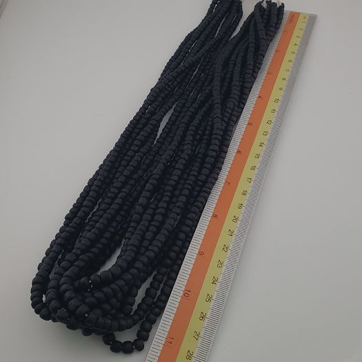Antique African Style Dark Black Blue 5-6.6mm Glass Beads Necklace Strand