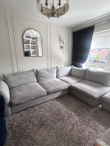 L-shape couch with footstool