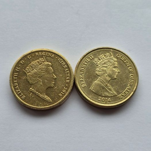 Gibraltar 1 Pound 2 Coins 2018 New Calpe House, 2014 Dragon Tree