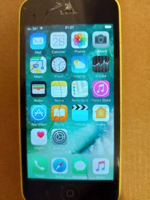 Apple Iphone 5c, Yellow, 16GB, works perfect, some screen damage, but touchscreen works fine