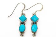 Vintage 925 Sterling Silver &amp; Turquoise Tribal Earrings
