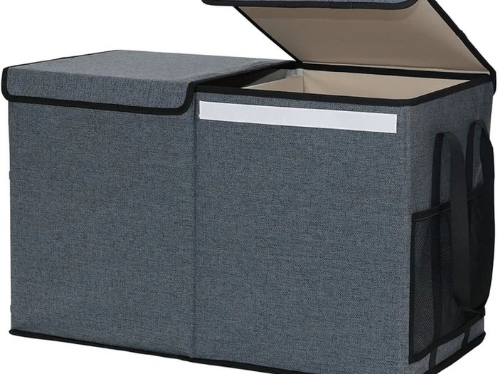 Large Toy Chest Storage Organizer Box with Lid, Collapsible Fabric Box Container Bin for Home, Nursery, Playroom Boys Girls Toys Organizing, Grey