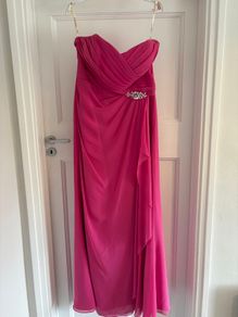 Long Pink Strapless Bridemaid Dress