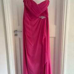 Long Pink Strapless Bridemaid Dress