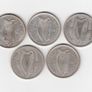 Ireland,5 x Saorstat Eireann Half Crowns, ( 4x1928, & 1x1934)2/6, 75% Silver Coins (No: 495) Image 2