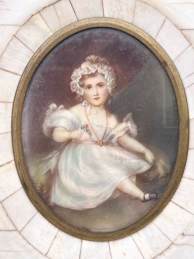 Antique miniature portrait of a lovely girl early 19th century