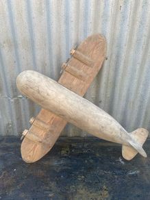 Vintage large solid wood handmade turned