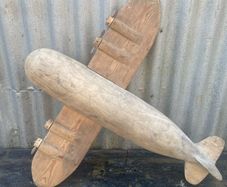 Vintage large solid wood handmade turned