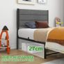 Single Bed Frame with Storage, 3ft Upholstered Bed Frame,Dark Grey Platform Bed,No Box Spring Needed,Mattress Foundation,Strong Steel Slat Support,Under Bed Storage,Easy Assembly Image 6