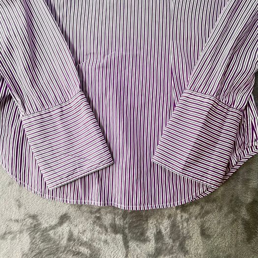 Ralph Lauren - Womens - Size 10 - Purple Stripe Long Sleeve Cotton Shirt