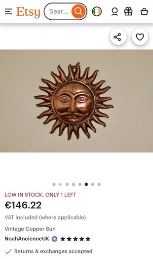 Copper Sun God Wall Hanging