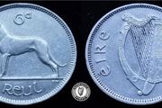 [#2204] - Ireland 1939 | Irish 6d | Six Pence | Wolfhound | KM.13
