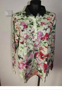 Prima Cotton Malva women's polo floral top size XL UK22/24 EU50/52 Perfect condition Postage included