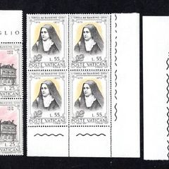 1973 Vatican City The 100th Anniversary of the Birth of Sct. Theresia of Jesus Commemorative Stamps Corner Block of 4 Mint Never Hinged (MNH)