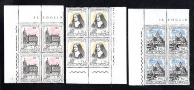 1973 Vatican City The 100th Anniversary of the Birth of Sct. Theresia of Jesus Commemorative Stamps Corner Block of 4 Mint Never Hinged (MNH)