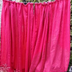 vintage pink curtains, wide wool curtains