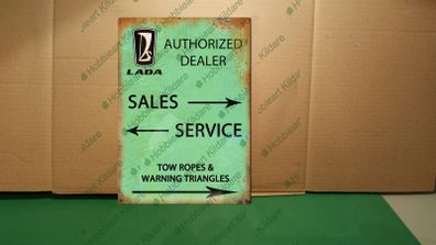 Lada Sales and Service sign funny novelty tin sign
