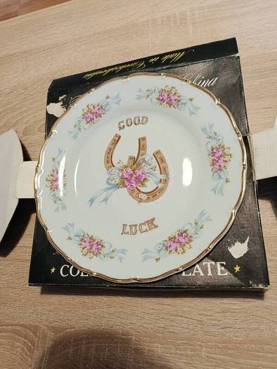 Vintage Bohemian Porcelain Collectors Plate Good Luck