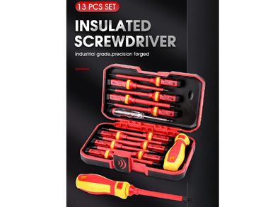Electrician Repair Tools Kit 13pcs 1000V Changeable Insulated Screwdrivers Set with Magnetic Slotted Phillips Pozidriv Torx Bits