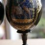Vintage Christian Painted Wooden Brown Egg with Icon of the Mother of God H-7" Image 4