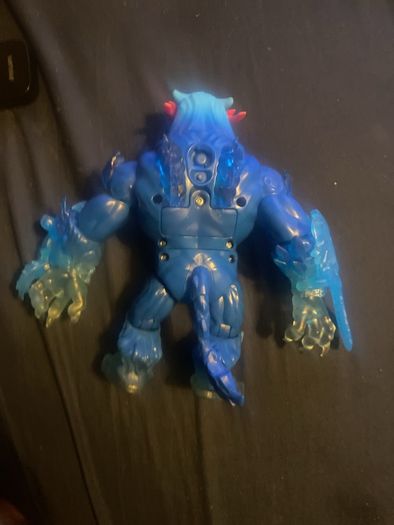 This is a MrBeast Lab Cryo Lab collectible figure, which is a 7-inch blue panther action figure that features lights and sounds.