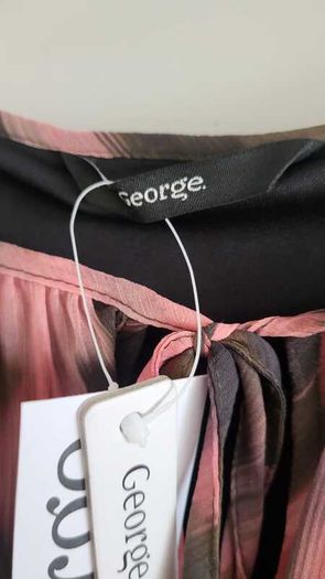 GEORGE khaki and pink print layered dress Sz 14 - Bnwt - Rrp 26 Sterling
