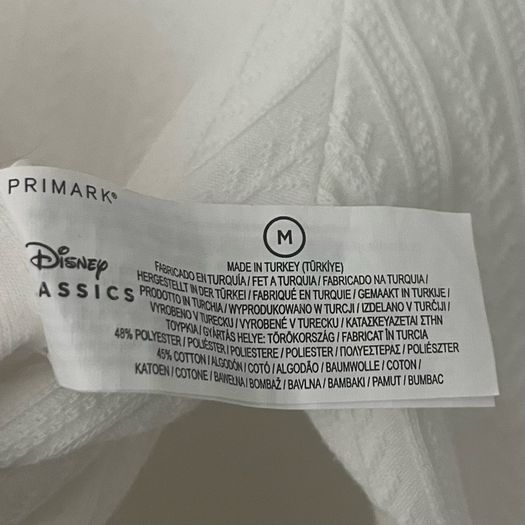 Disney Classics x Primark Bambi Ribbed Long Sleeve White Crop Top -  Size M