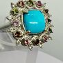Sleeping Beauty Turquoise, White Zircon Multi-Tourmaline Cosmo Ring Image 4