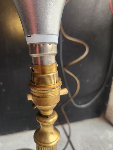 onxy and brass table lamp. 14 inches high