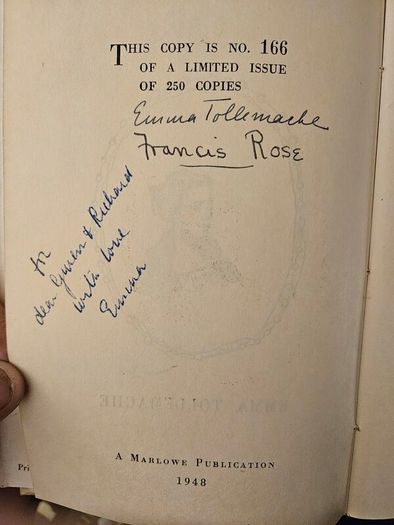 In The Light. Poems By Emma Tollemache. Illustrated By Francis Rose. Signed Limited Edition 166 Of 250. Hardback With Dustjacket In Good Condition.  See Photos For Same.